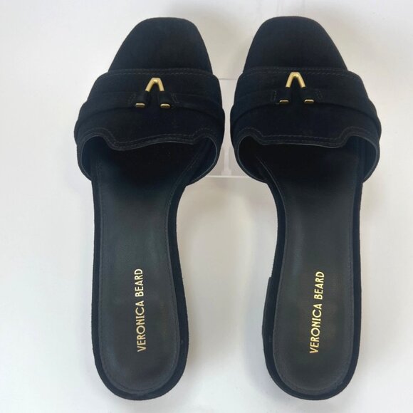 Veronica Beard Annette Black Suede Sandals Block Heel Women Size 8.5 - Picture 5 of 10